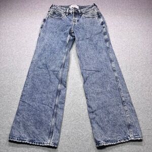 Hollister Low-Rise Baggy Jeans Womens W23 Short Acid Wash Blue Wide Leg Cotton